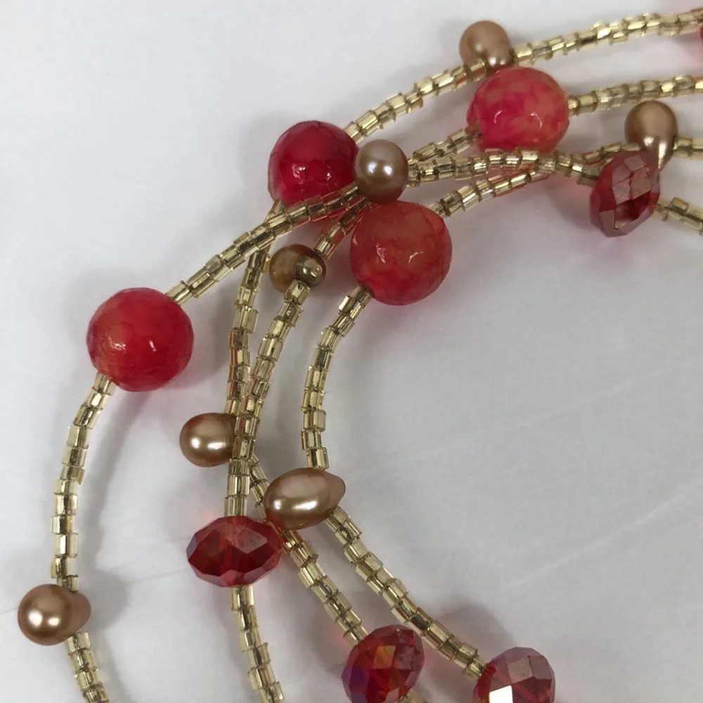 Long Necklace Glass And Seed Bead Magnetic Closure Fairy Boho - Picture 11 of 15
